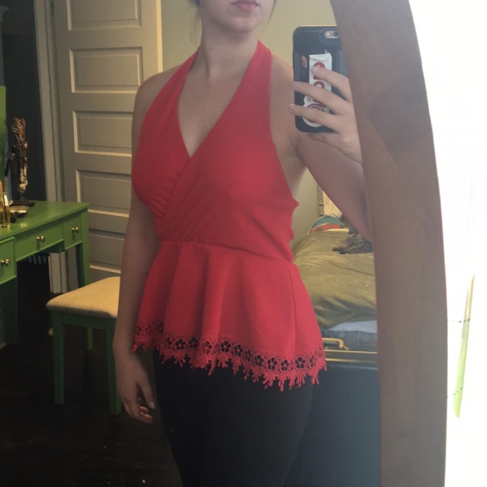 Halter, backless blouse